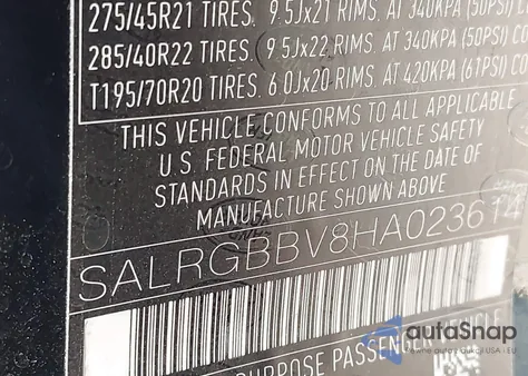 2017 Land Rover Discovery Se из США, поврежденный, VIN SALRGBBV8HA023614